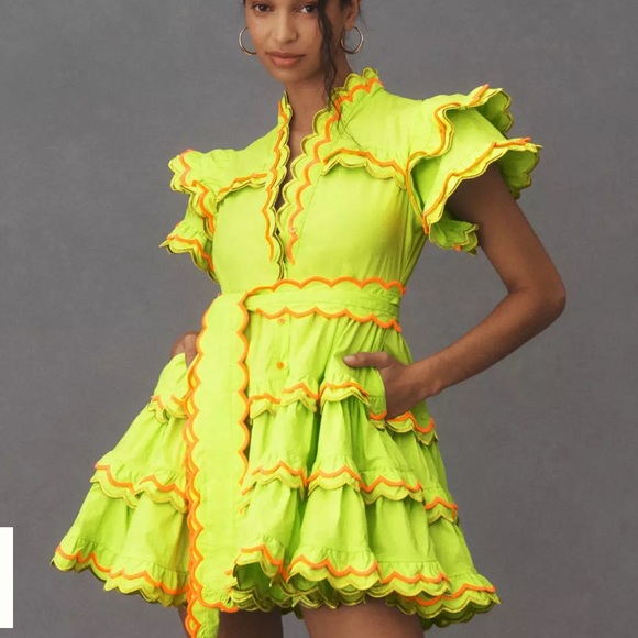 CeliaB Dresses & Skirts - CeliaB Neon Green Dress with Pink Accents